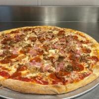 Meat Lover Pizza · Mozzarella, pepperoni, sausage, ground beef, bacon and ham.