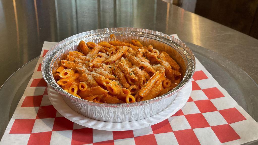 Penne Alla Vodka · Penne pasta tossed in made-to-order marinara-cream sauce. Served with garlic bread.