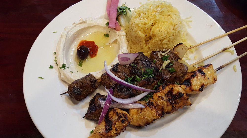 Combo Kabob · Your choice of three beef, lamb, chicken, kafta or chicken Lula and choice of two sides.