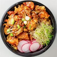 Mane Junt · Crispy chicken tossed in homemade teriyaki sauce with garlic, scallion, teriyaki ramen.