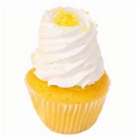 Lemon Lemon Lemon · Lemon cake filled with a lemon filling, topped with a vanilla whipped icing and finished wit...