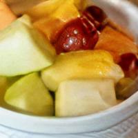 Fresh Fruit · A mixture of Fresh-Cut Apples, Oranges, Grapes, Pineapple and Cantaloupe. These items are pr...