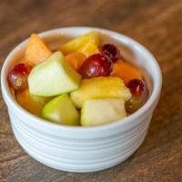 Fresh Fruit. · A mixture of Fresh-Cut Apples, Oranges, Grapes, Pineapple and Cantaloupe. These items are pr...