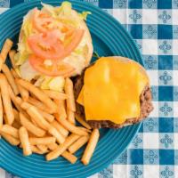 Cheeseburger Deluxe (8Oz) · Comes with fries, lettuce, tomato and mayo.