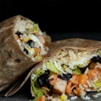 Big Boy Wrap 2.0 · Chicken, brown rice, romaine, fire-roasted corn and black beans, mozzarella and CE Sweet Chi...