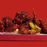 Hot Wings Combo · Six crispy fried, spicy hot chicken wings with choice of dressing, side, and a drink.