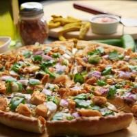 Vegan  Chicken Tikka Masala Pizza · made with our signature vegan tikka sauce, signature vegan cheese, fresh mushrooms, crisp re...