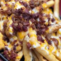 3 Cheese And Bacon · Choice Of Fries Topped with a Blend Of Cheeses and Applewood Bacon
