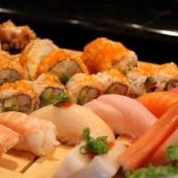Sushi Lovers Dinner(For 2 People) · For two people. 6 pieces of chef's choice of Nigiri sushi, California roll, rock roll, Nagoy...