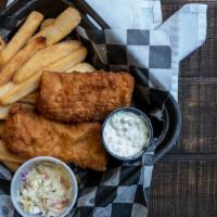 Fish -N- Chips · Hand-battered fillets. Crispy on the outside, tender and delicious on the inside. Served wit...