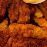Crispy Fried Chicken Tenders · Juicy, tender, marinated chicken dipped in coating and fried until perfectly crispy. (4pc) s...