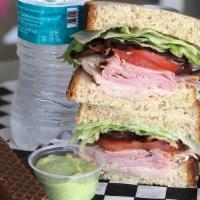 Regular Ass Club Meal · Traditional club sandwich with smoked turkey, hormel pit smoked ham, hardwood smoked bacon, ...