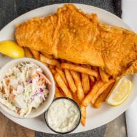 Famous Fish Fry · Beer battered filet served with hand cut fries, homemade coleslaw and tartar sauce.
