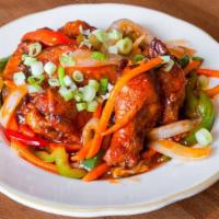 Bangkok Wings · Deep fried chicken wings tossed in chili sauce.