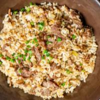 Beef Bulgogi Fried Rice · Stir-fried white rice with onions, scallions and beef bulgogi.