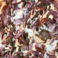 Meat Lovers Pizza · Pepperoni, sausage, beef, ham and salami.