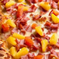 Hawaiian Pizza · Mozzarella, ham, pineapples and sauce.