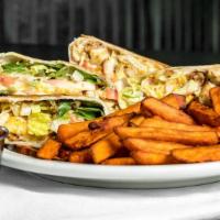Bufffalo Chicken Wrap · Your choice of grilled or crispy strips of seasoned chicken, shredded cheese, lettuce, tomat...