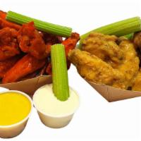16 Hot Wings · Mix of Flats and Drums, Deep-Fried to Perfection then dipped in your favorite sauce!