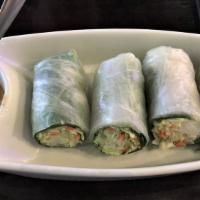 Fresh Rolls · Lettuce, carrots, spinach, rice noodle, basil wrapped in a soft rice paper served with peanu...