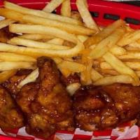 6 Pc Wings  · Wing combo served with fries. Choice of bbq sauce or Buffalo.