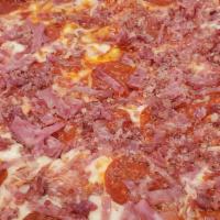 Meat Lover’S Pizza · Served with pepperoni, ham and bacon.