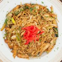 Chicken Yaki-Soba · Your choice of noodles with shredded chicken, carrots, cabbage, onion, ginger & mushroos tos...
