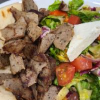 Gyro Plate · Gyro, pita, Greek salad, tzatziki and roasted potatoes.