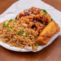 Sesame Chicken (Dinner Plate) · comes with egg roll