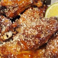 Wings (6 Pieces) · Crispy fried jumbo wings :  Choices of Lemon Pepper Dry rub or Japanese BBQ sauce.