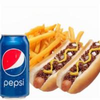 Hot Dog Combo · w/ Potato Wedges or Fries and a 12.oz Pepsi