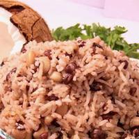 Rice & Beans  · White rice and red beans cooked in  coconut milk and season spice.