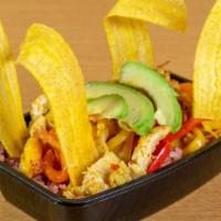 Medellin Mix · Red beans mix with rice, chicken fajita, sweet plantain, red and green pepper, onions, mushr...