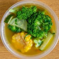 Vegan Soup · Mix veggies, potato, red peppers, onion, broccoli, garlic, cilantro.