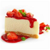 New York Cheesecake · Delicious, rich and creamy, and strawberry topping on request option to add strawberry choco...