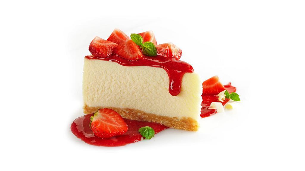 New York Cheesecake · Delicious, rich and creamy, and strawberry topping on request option to add strawberry chocolate syrup.