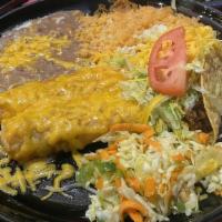 Enchiladas (2) & Taco (1) · Include rice, refried beans, and coleslaw.