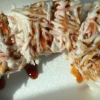Tornado Roll · Shrimp tempura and cream cheese inside, crabmeat and eel sauce on top. 8 pieces.