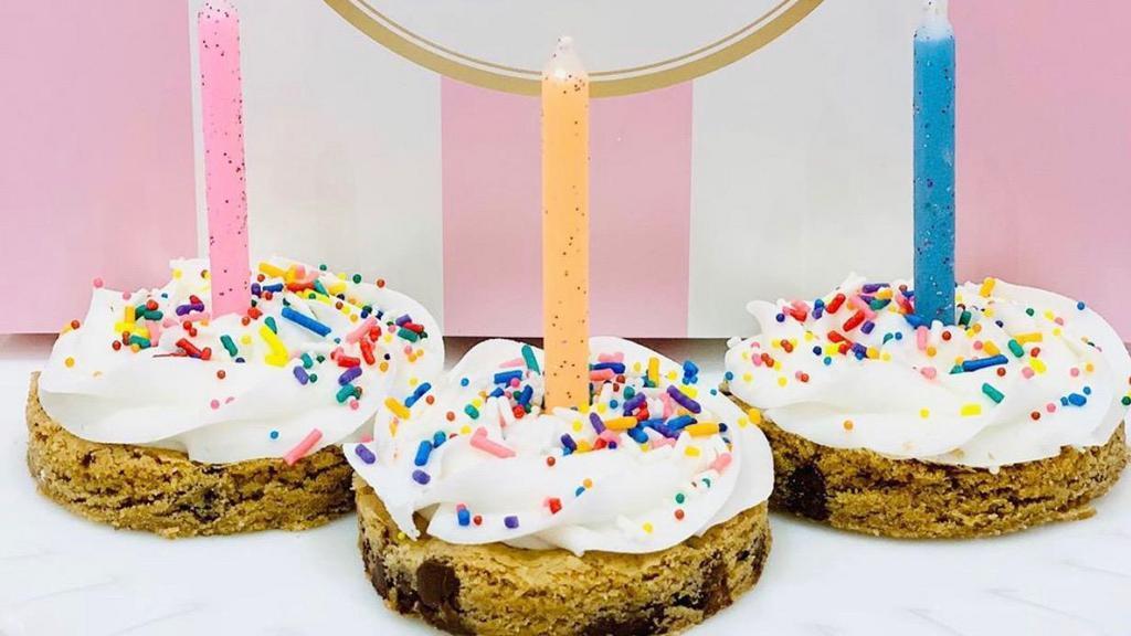 Chocolate Chip Buttercream Birthday Cookie W/Candle · 3
