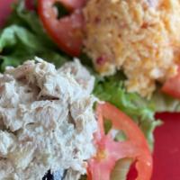 Salad Sampler Pick 2 · Gluten-free. Your choice of two salads: chicken, ham, pimento cheese, jalapeño pimento chees...