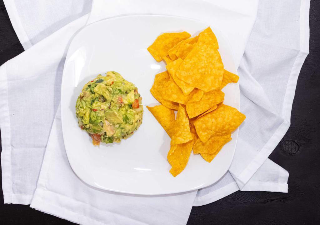 Chips With Choice Of Dip · Crunchy chips served with your favorite dip. Choose from cheese dip, bean dip or guacamole dip.