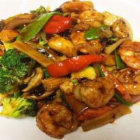 Shrimp With Hunan Style · Spicy. Served with white rice. Hot and spicy.