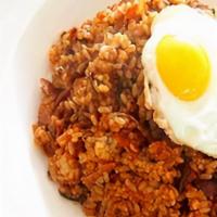 Kimchi Fried Rice|김치볶음밥 · Fried rice with kimchi and vegetables, and a fried egg on top.