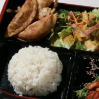 Chicken Bulgogi Box|치킨박스 · Charcoal-grilled thinly sliced marinated spicy chicken thigh served with . 3 pcs Korean roll...