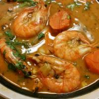 Caldo De Camarones · Shrimp and vegetable soup.