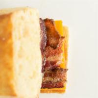 Biscuit - Bacon Egg & Cheese Regular Price · Grab-and-Go Amish Egg & Cheese with Caramelized Peppered Bacon on a Croissant Dough Biscuit