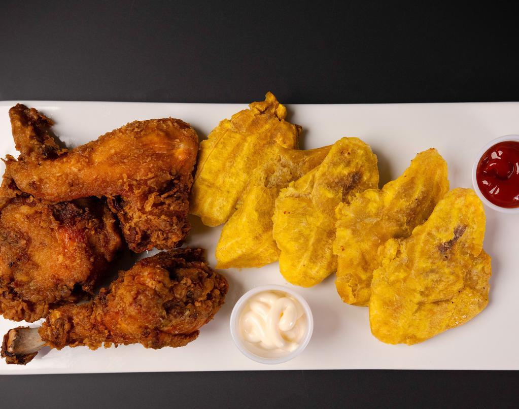 Pica Pollo.   (Small).       2Pcs · 2 pc.  Dominican style  fried chicken

with  your side of choice