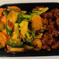 Dragon & Phoenix · Shrimp with garlic sauce and general tso's chicken. Hot and spicy.