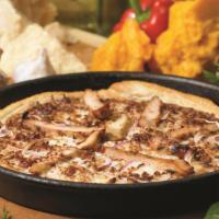 Barbeque Chicken · Sweet barbeque sauce, Gouda cheese, red onions, bacon and grilled chicken.