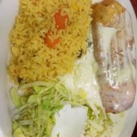 Lunch Chimichanga · One soft or fried tortilla filled with chicken or steak. Served with lettuce, tomatoes, sour...